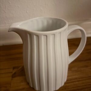 Crate & Barrel White Ribbed Pitcher
